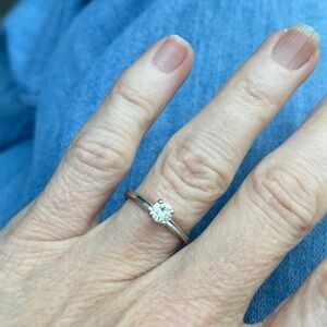 Vintage .3 Carat 14k white gold diamond engagement ring from the 1970s.
